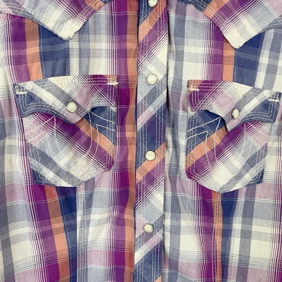 True Religion Plaid Men's Long Sleeve Snap Button Western Shirt - Picture 9 of 16